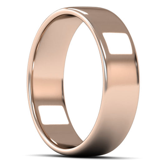 9ct Rose Gold 6mm Light Weight Cushion Court Wedding Ring