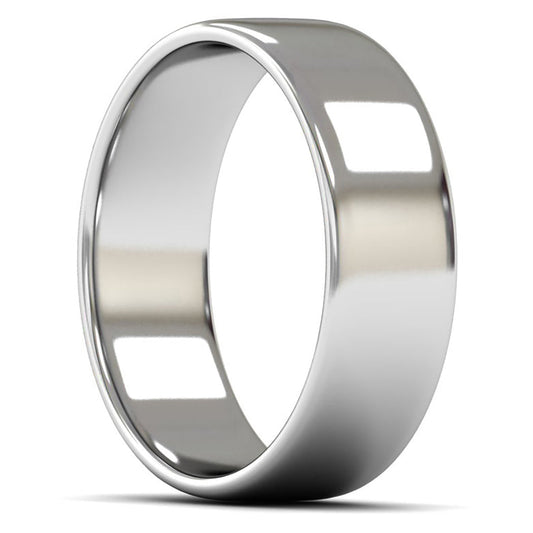 14ct White Fairtrade Gold 7mm Light Weight Cushion Court Wedding Ring