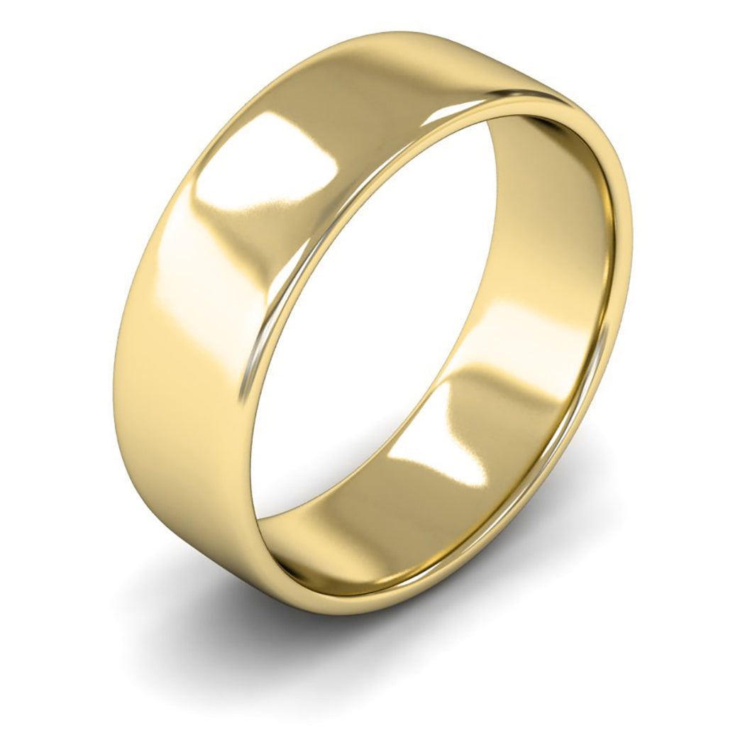 14ct Yellow Fairtrade Gold 7mm Light Weight Cushion Court Wedding Ring