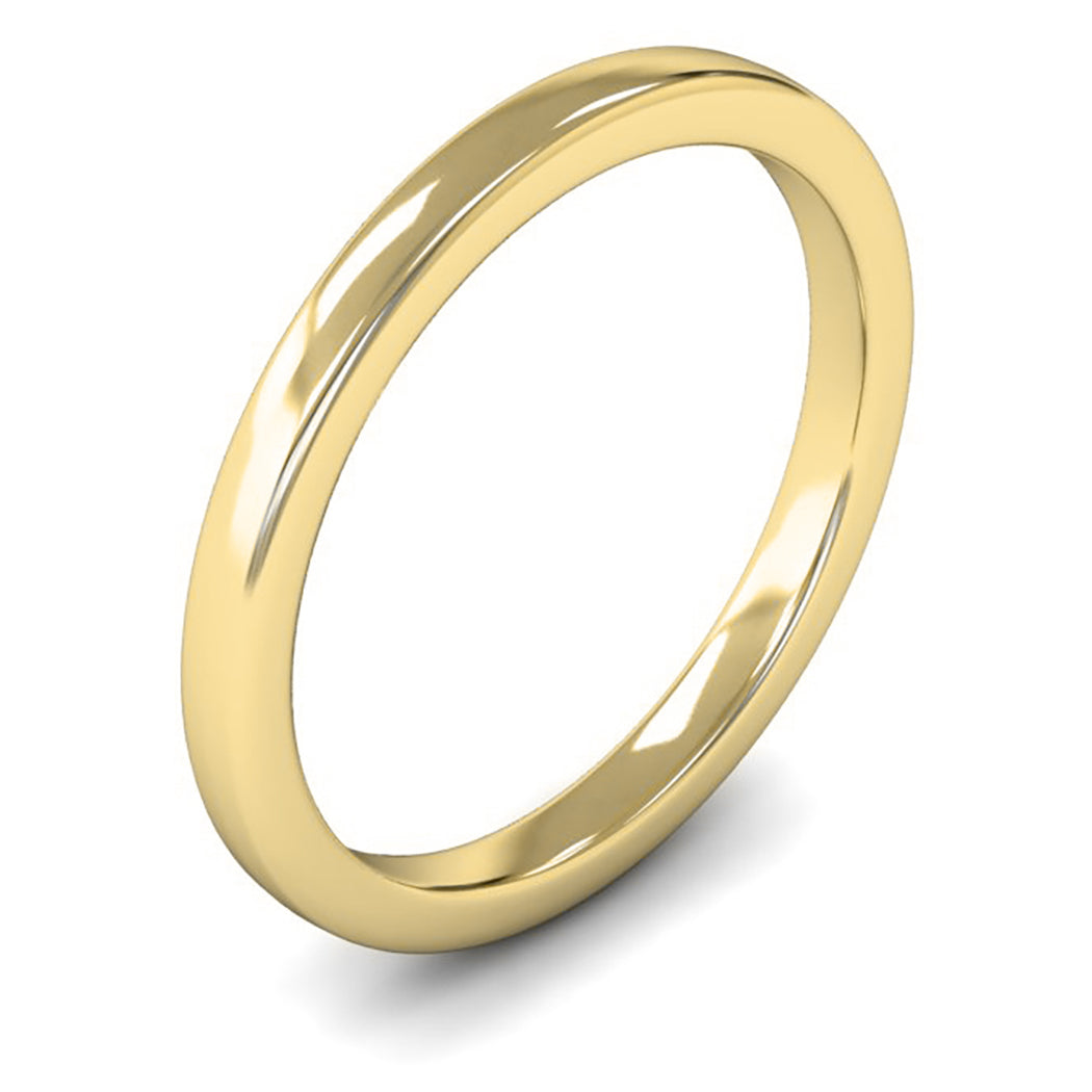 18ct Yellow Fairtrade Gold 2mm Medium Weight Cushion Court Wedding Ring