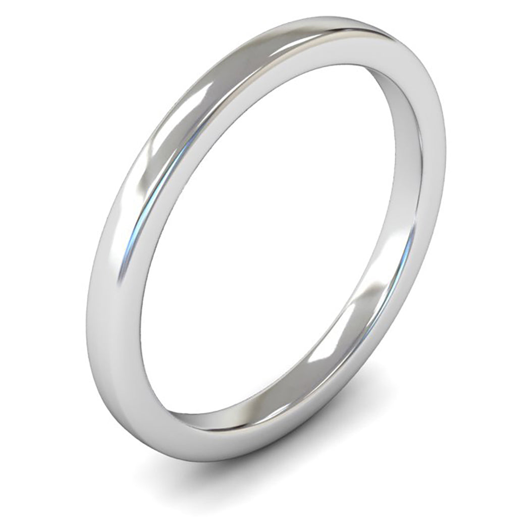 9ct White Fairtrade Gold 2mm Medium Weight Cushion Court Wedding Ring