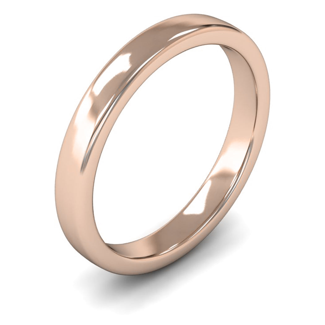 14ct Rose Fairtrade Gold 3mm Medium Weight Cushion Court Wedding Ring
