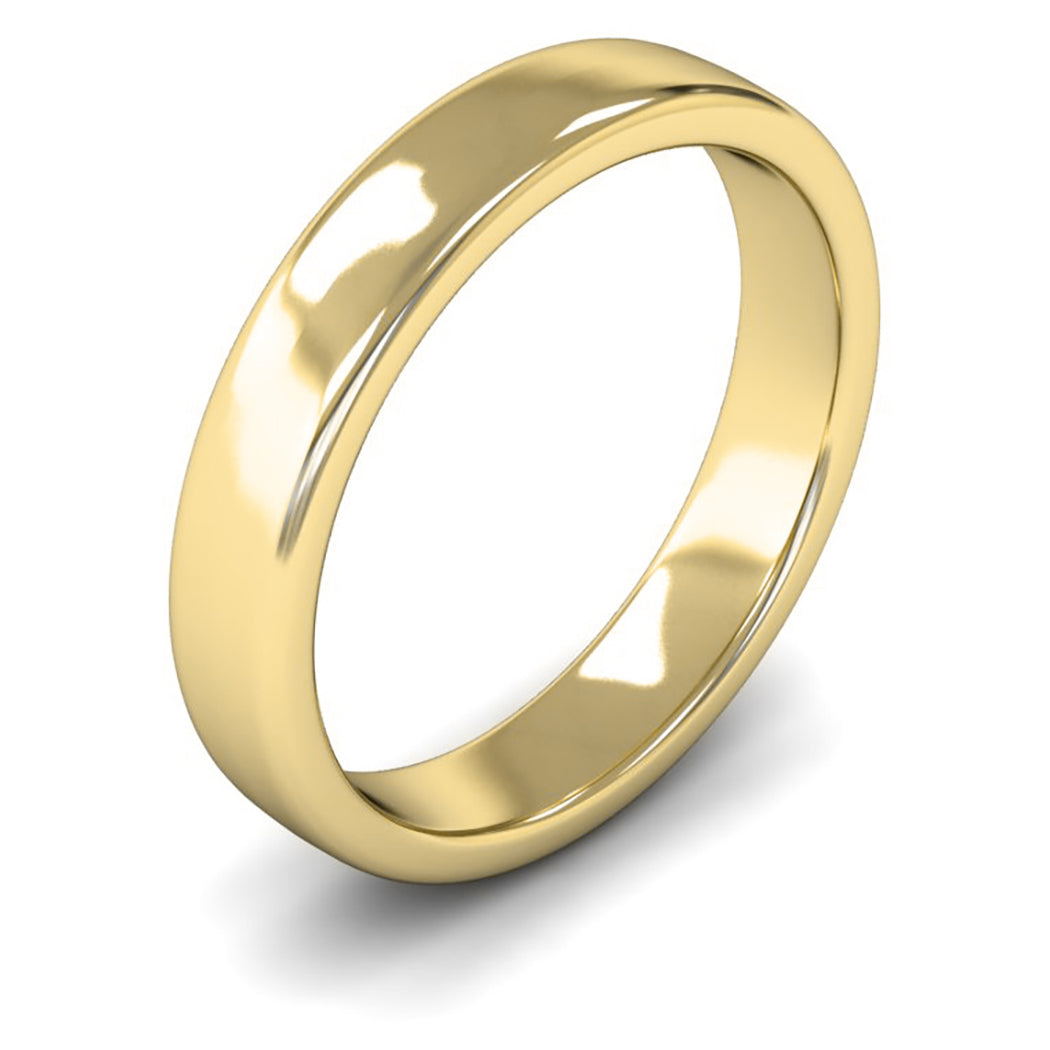 14ct Yellow Gold 4mm Medium Weight Cushion Court Wedding Ring