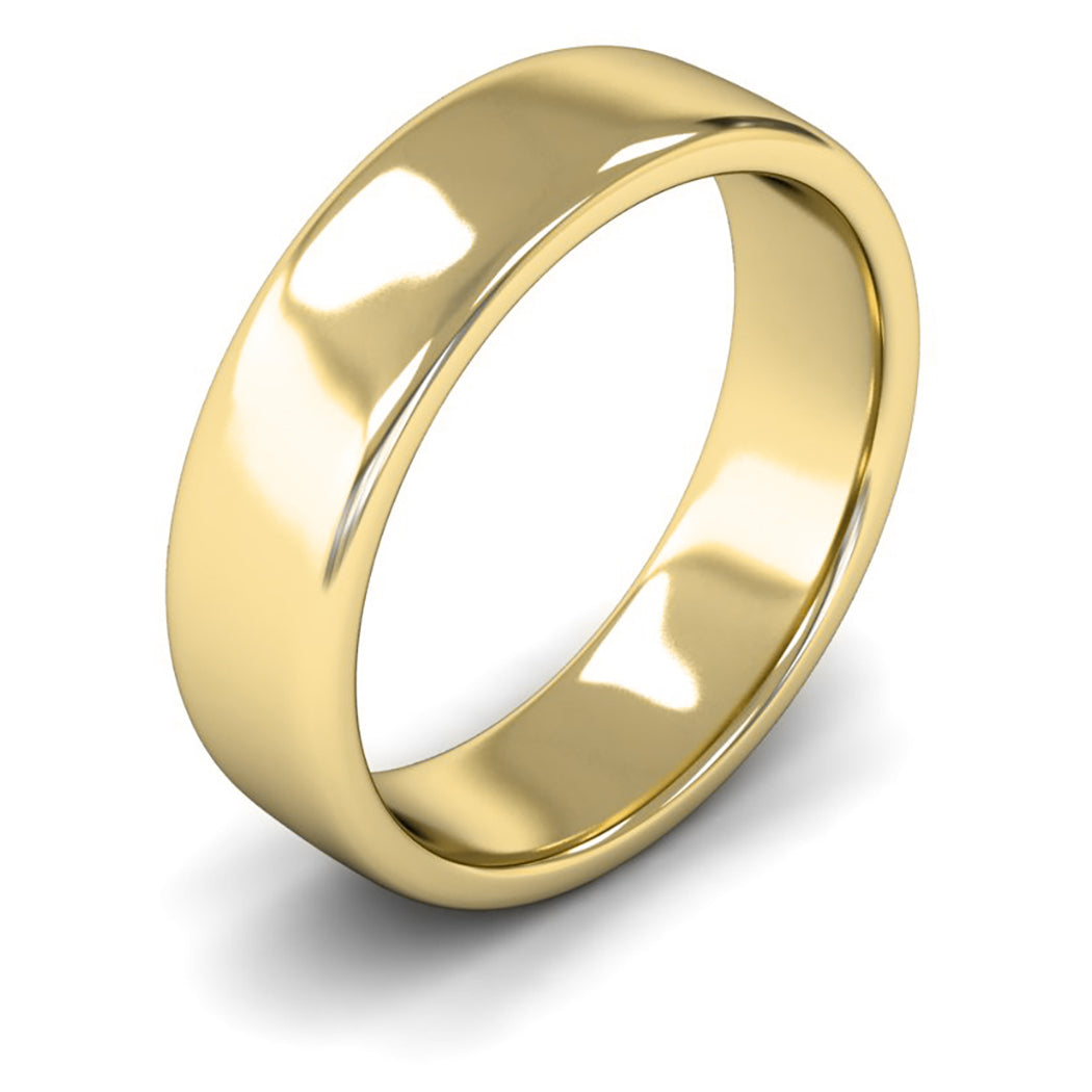 14ct Yellow Gold 6mm Medium Weight Cushion Court Wedding Ring