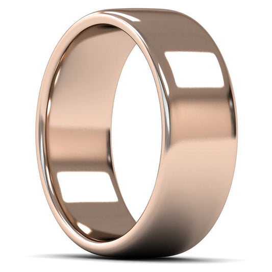 14ct Rose Gold 8mm Medium Weight Cushion Court Wedding Ring