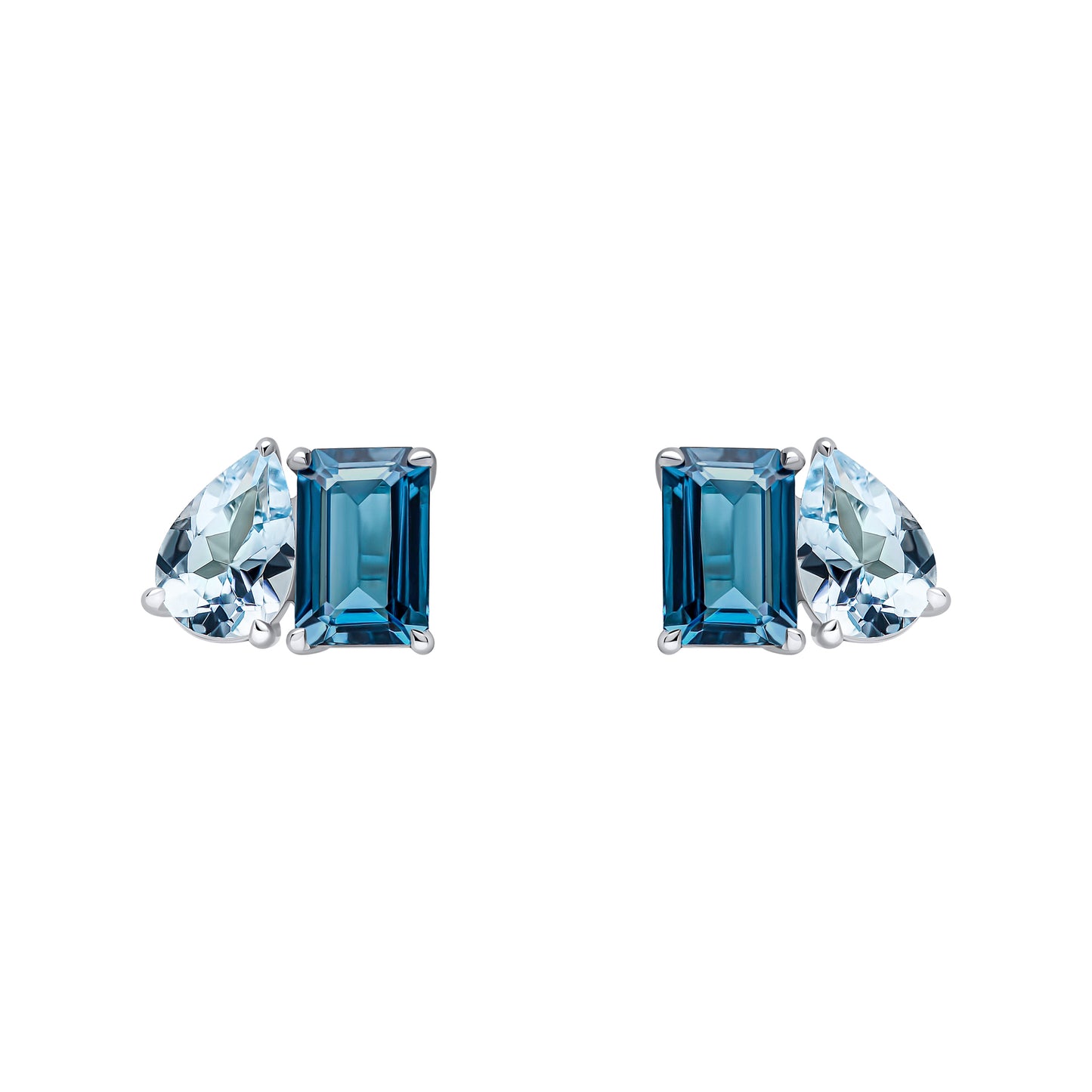 Toi et Moi Blue Topaz Stud Earrings in 9ct Gold