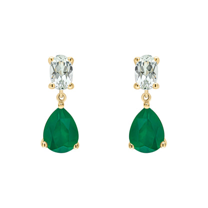 Toi et Moi Amethyst and Onyx Drop Earrings in 9ct Gold