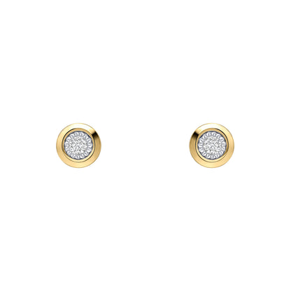 Rounded Bezel Diamond Stud Earrings in 9ct Gold