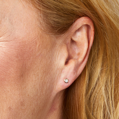 Rounded Bezel Diamond Stud Earrings in 9ct Gold