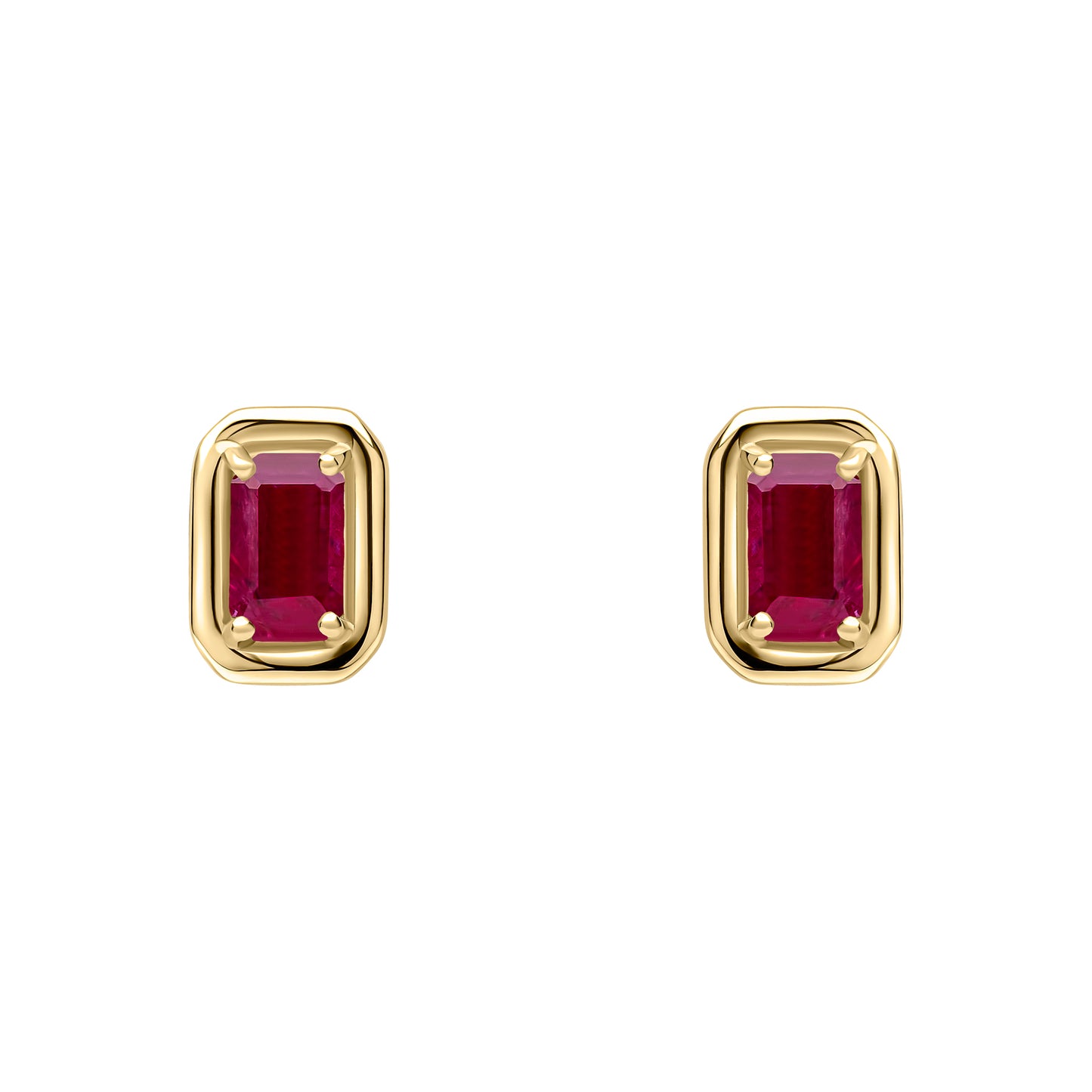 Chunky Border Ruby Stud Earrings in 9ct Gold