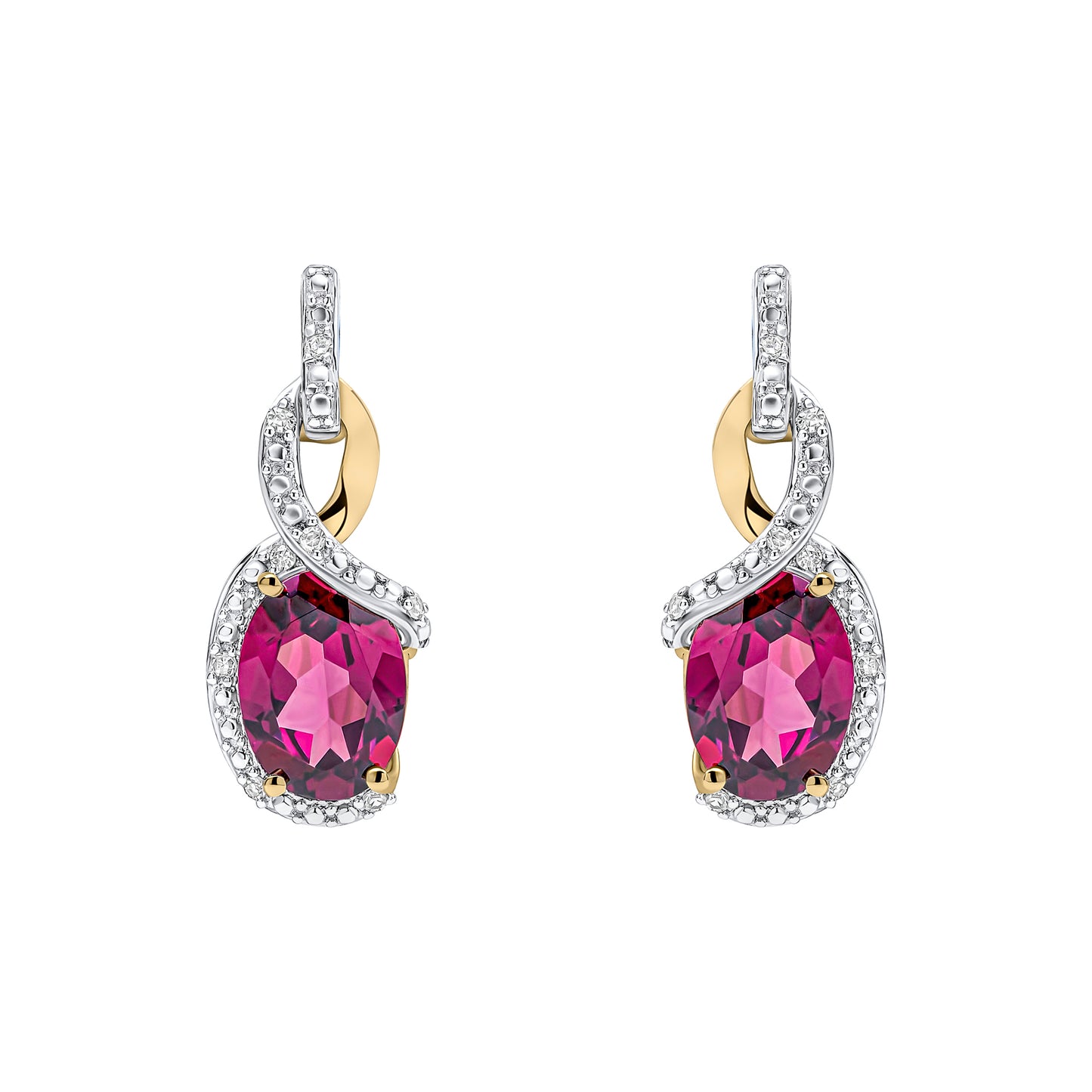 Elegant Twist Garnet Drop Earrings in 9ct Gold