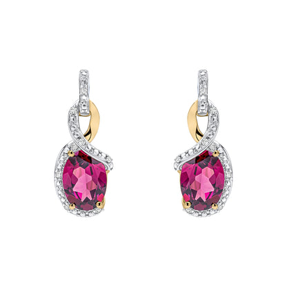 Elegant Twist Garnet Drop Earrings in 9ct Gold