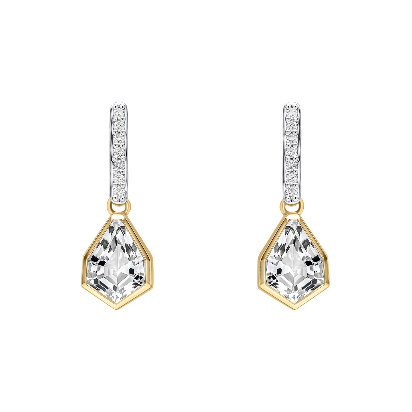 Shield Cut Topaz and Diamond Drop Earrings in 9ct Gold