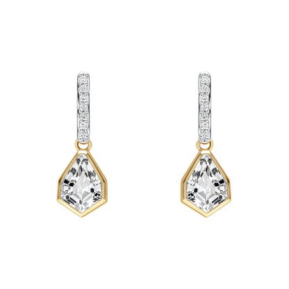 Shield Cut Topaz and Diamond Drop Earrings in 9ct Gold