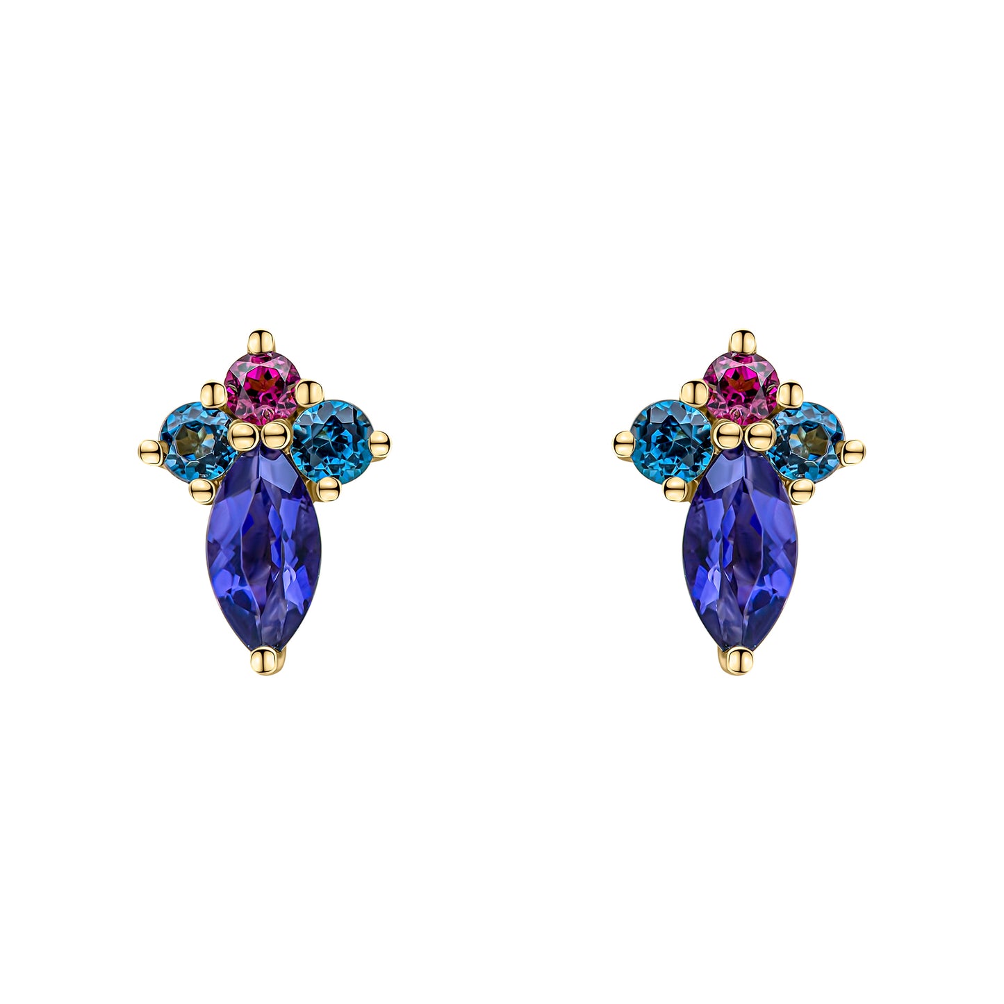 Barcelona Cluster Stud Earrings in 9ct Gold