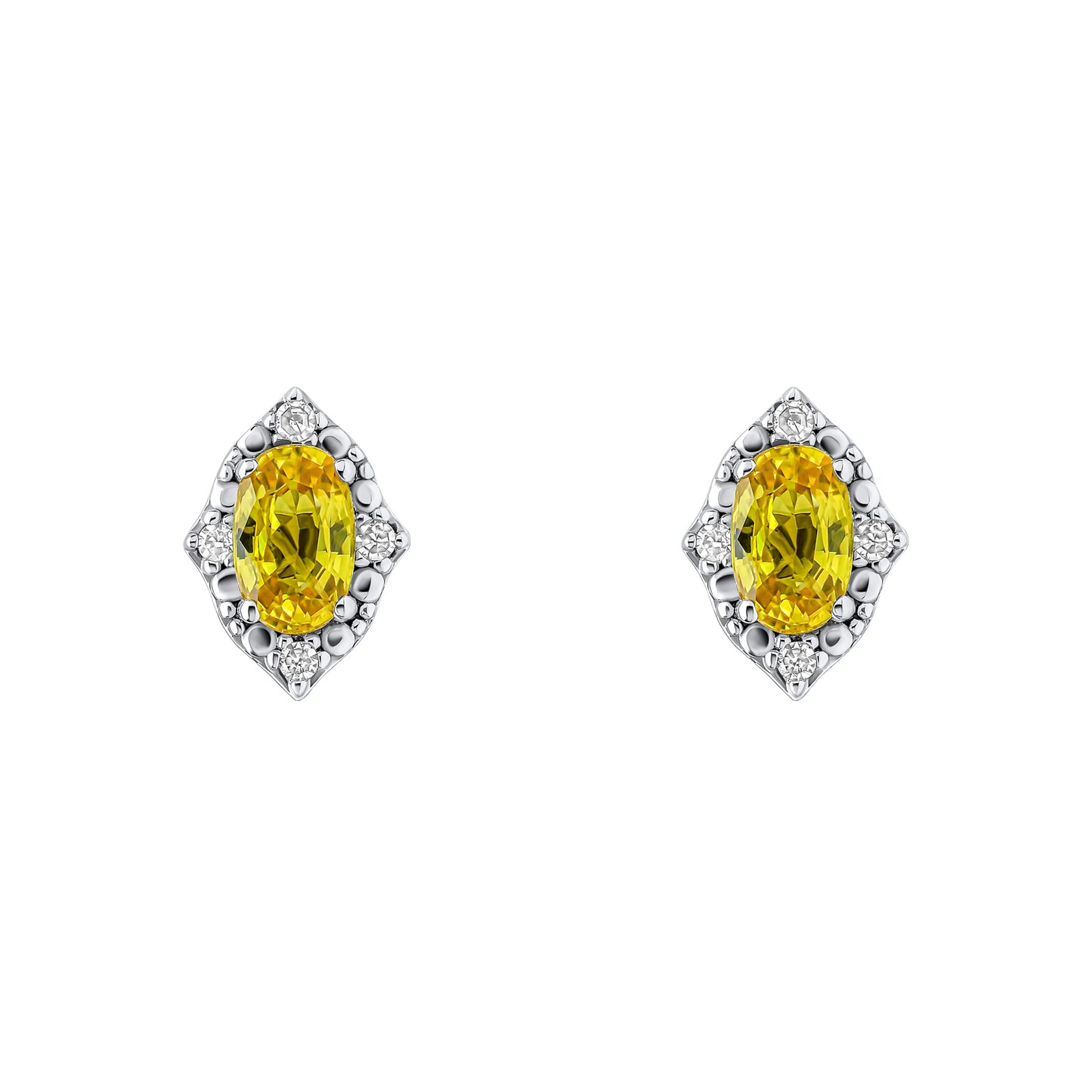 Oval Sapphire and Diamond Stud Earrings in 9ct Gold