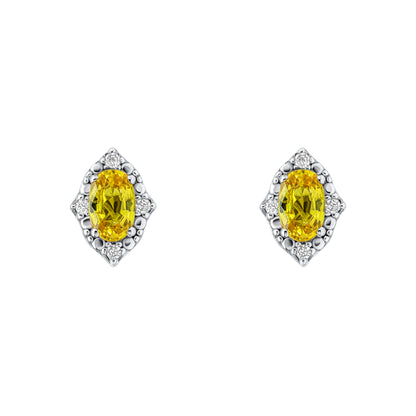 Oval Sapphire and Diamond Stud Earrings in 9ct Gold