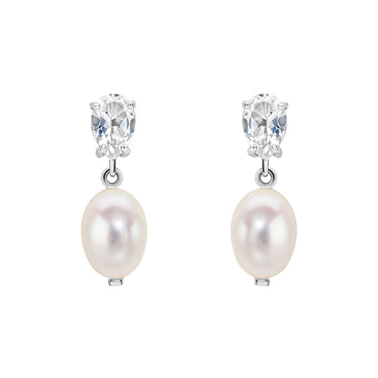 Baroque Pearl and Topaz Drop Earrings in 9ct Gold