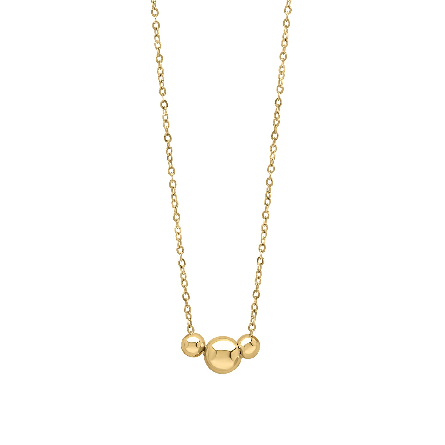 Trilogy Ball Chain Necklace in 9ct Gold