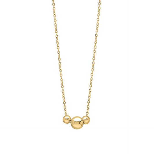 Trilogy Ball Chain Necklace in 9ct Gold