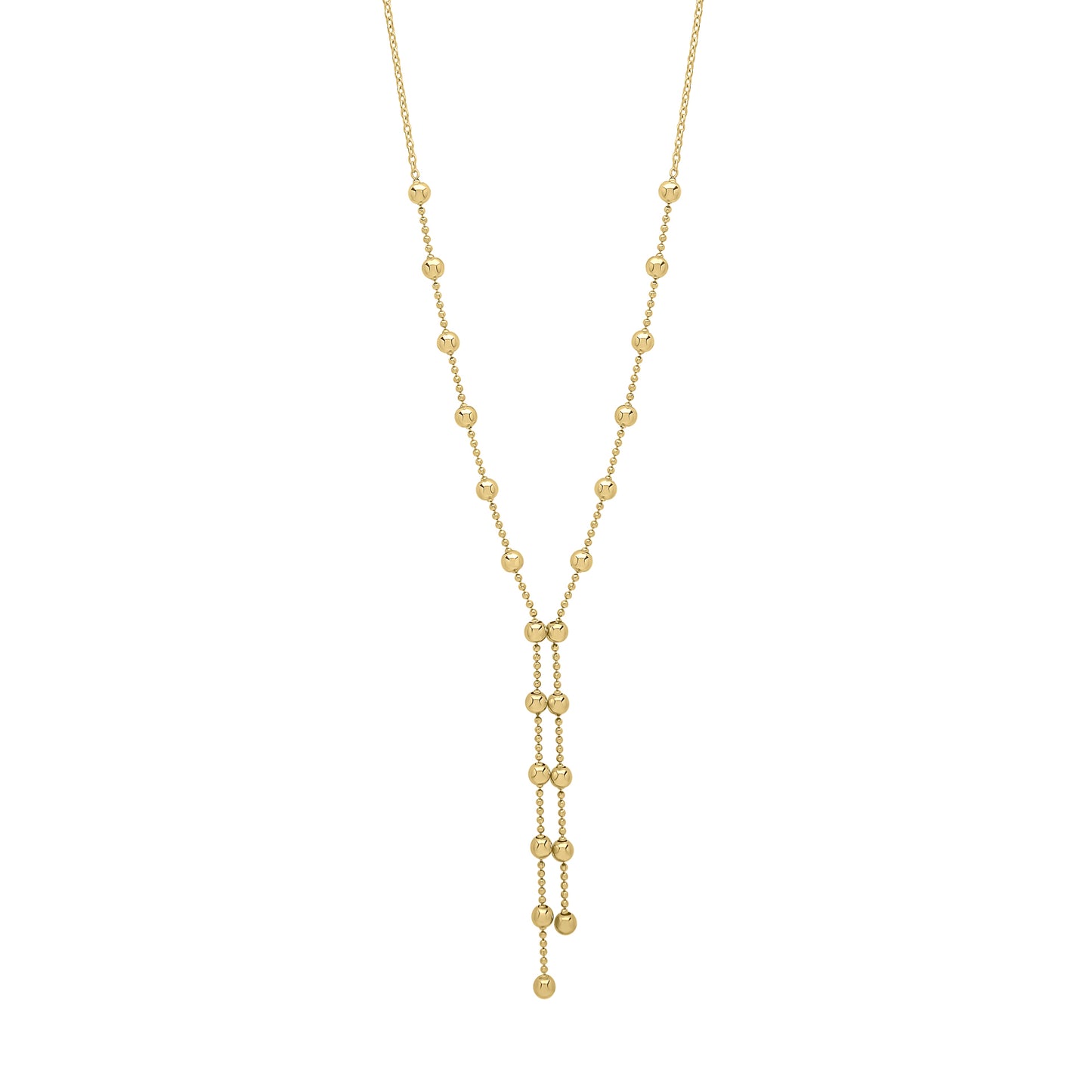 Ball Chain Lariat Necklace in 9ct Gold