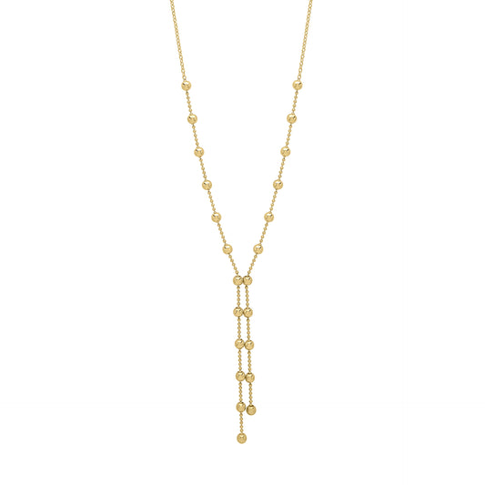 Ball Chain Lariat Necklace in 9ct Gold