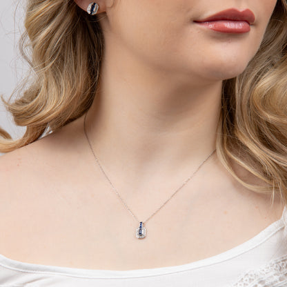 Sapphire Channel and Diamond Necklace in 9ct Gold