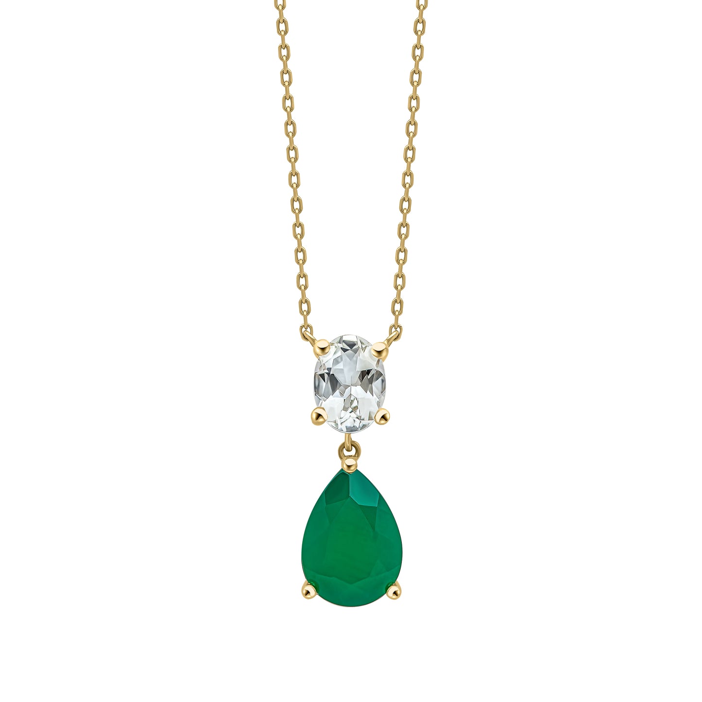 Toi et Moi Amethyst and Onyx Drop Necklace in 9ct Gold