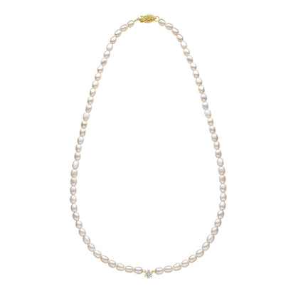 Seed Pearl and Flower Necklace in 9ct Gold