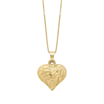Heart Ripple Texture Pendant in 9ct Yellow Gold (Without Chain)