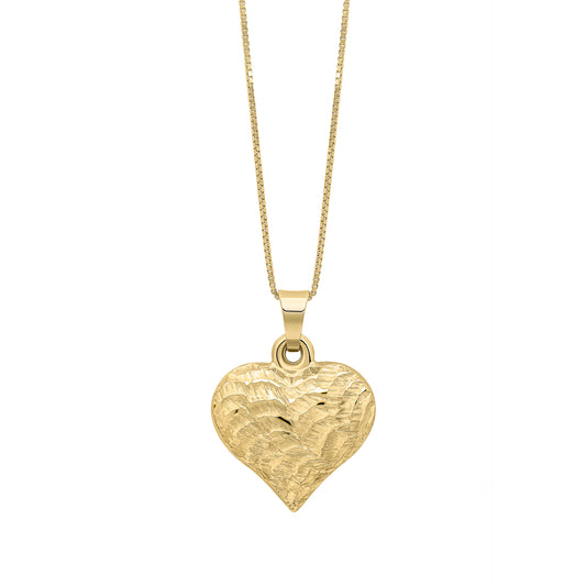 Heart Ripple Texture Pendant in 9ct Yellow Gold (Without Chain)