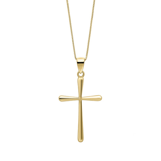 Tapered Cross Pendant in 9ct Yellow Gold (Without Chain)