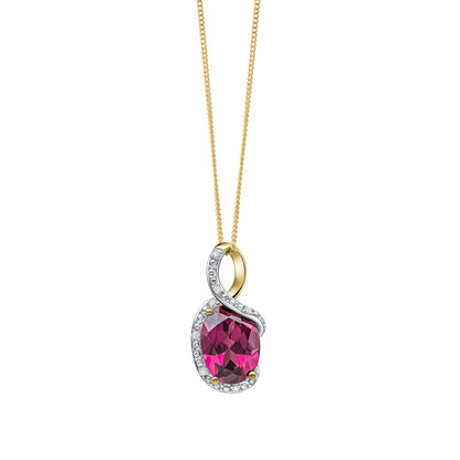 Elegant Twist Garnet Pendant in 9ct Yellow Gold (Without Chain)