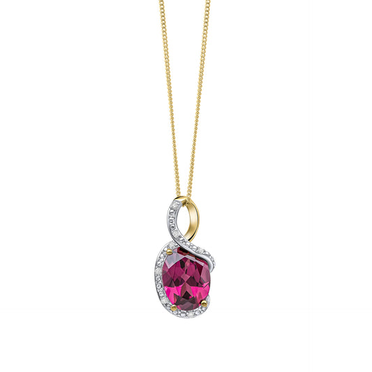 Elegant Twist Garnet Pendant in 9ct Yellow Gold (Without Chain)