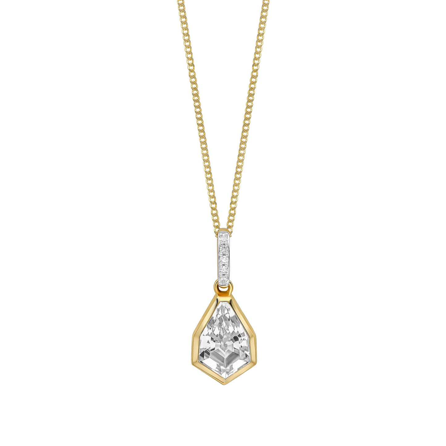 Shield Cut Topaz Pendant in 9ct Yellow Gold (Without Chain)