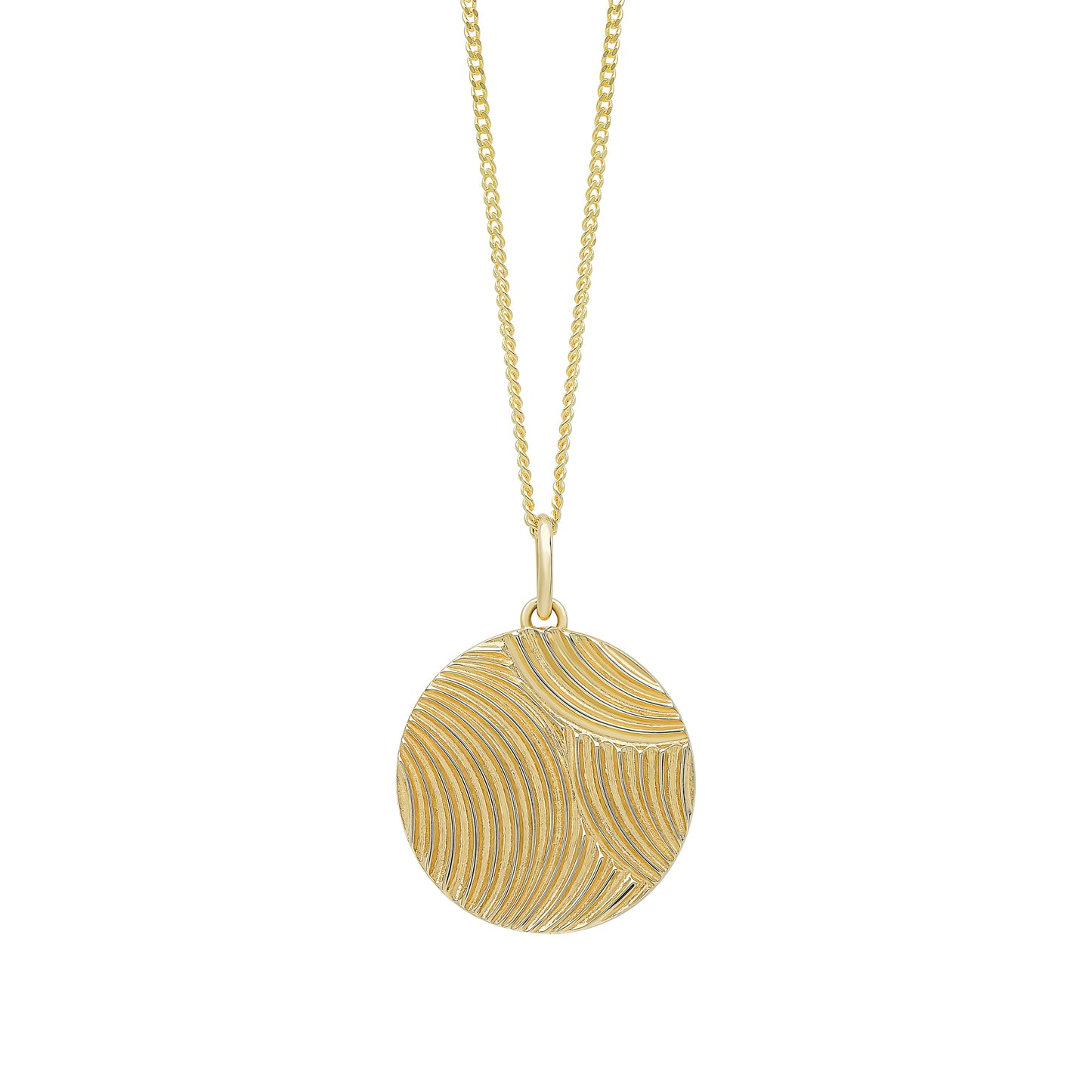 Diamond Cut Ripple Pendant in 9ct Yellow Gold (Without Chain)