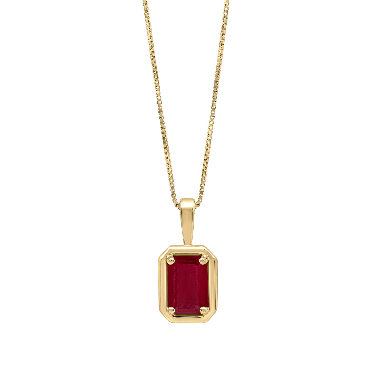 Chunky Border Ruby Pendant in 9ct Gold (Without Chain)