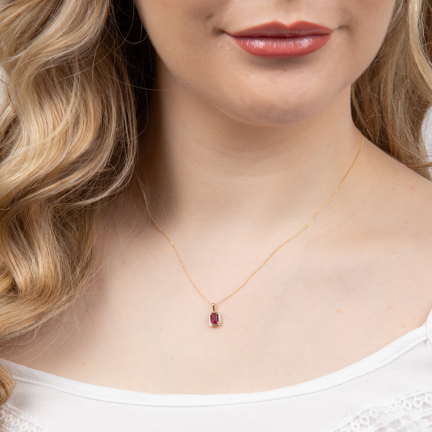 Chunky Border Ruby Pendant in 9ct Gold (Without Chain)