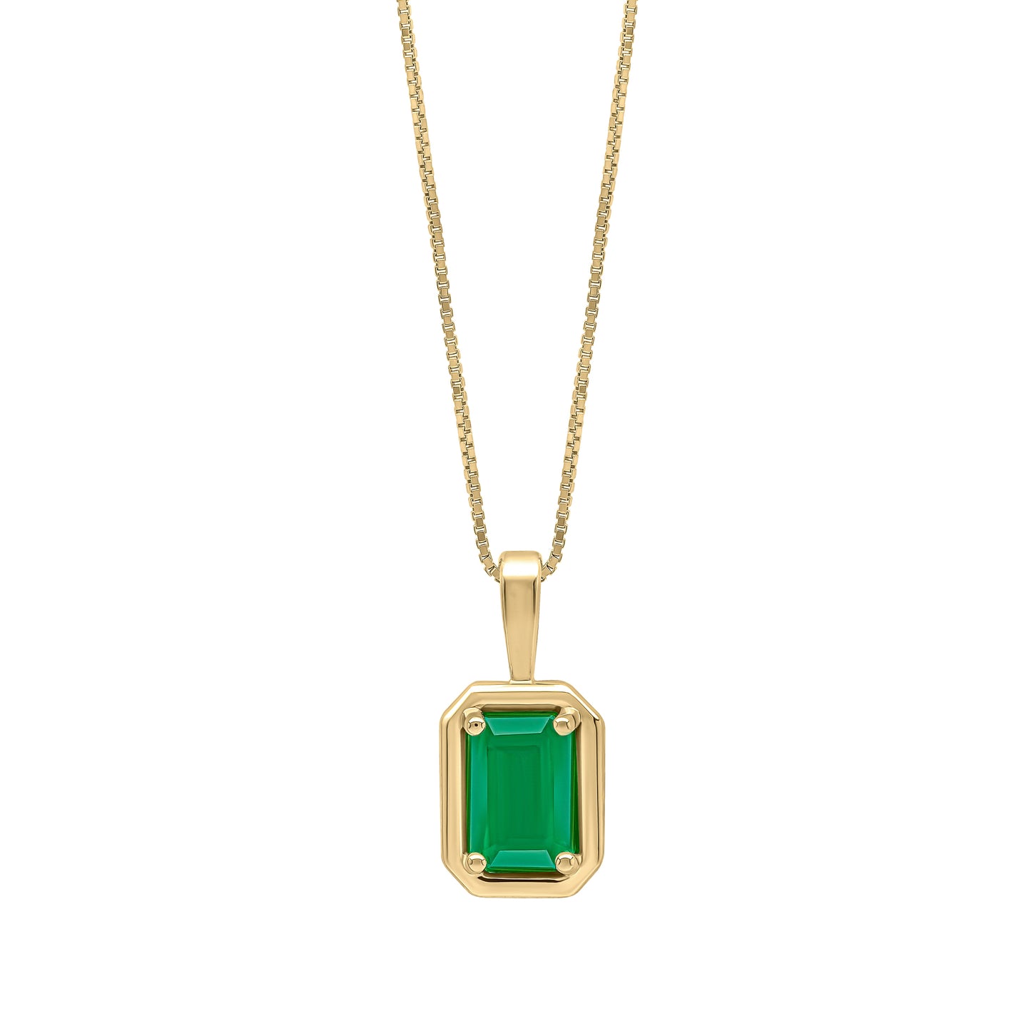 Chunky Border Emerald Pendant in 9ct Yellow Gold (Without Chain)