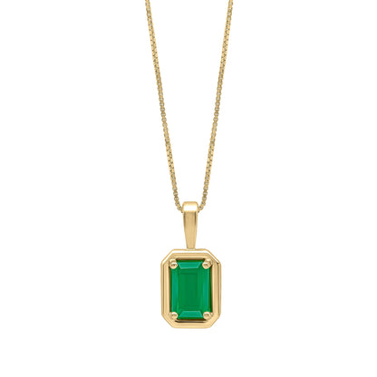 Chunky Border Emerald Pendant in 9ct Yellow Gold (Without Chain)