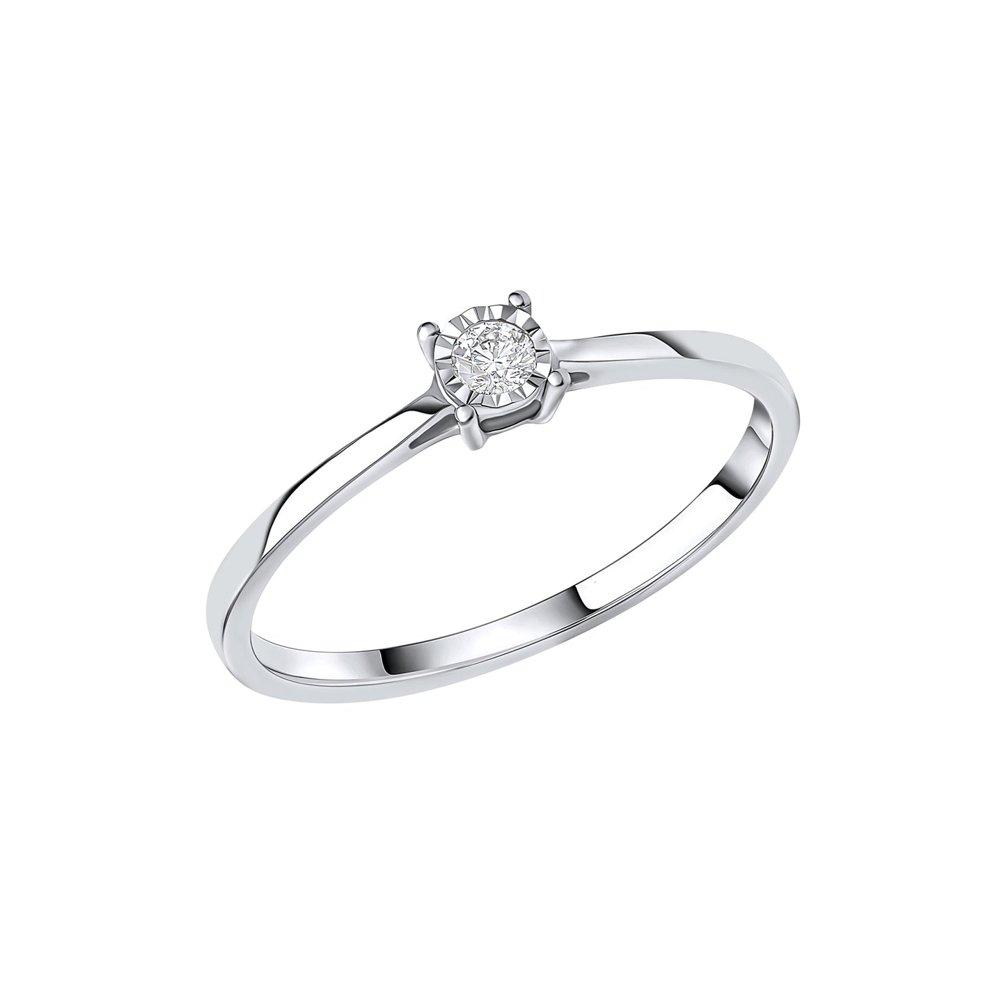 Mini Diamond Solitaire Ring in 9ct White Gold