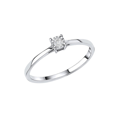 Mini Diamond Solitaire Ring in 9ct White Gold