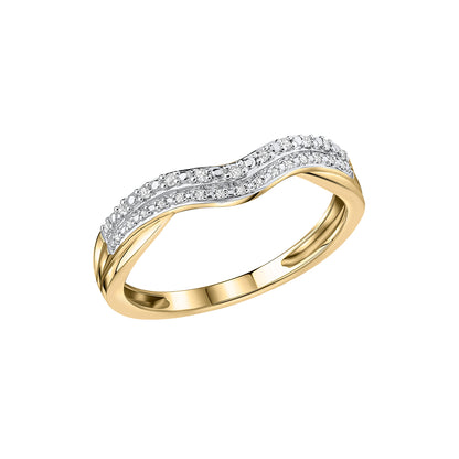 Double Wave Diamond Set Ring in 9ct Yellow Gold