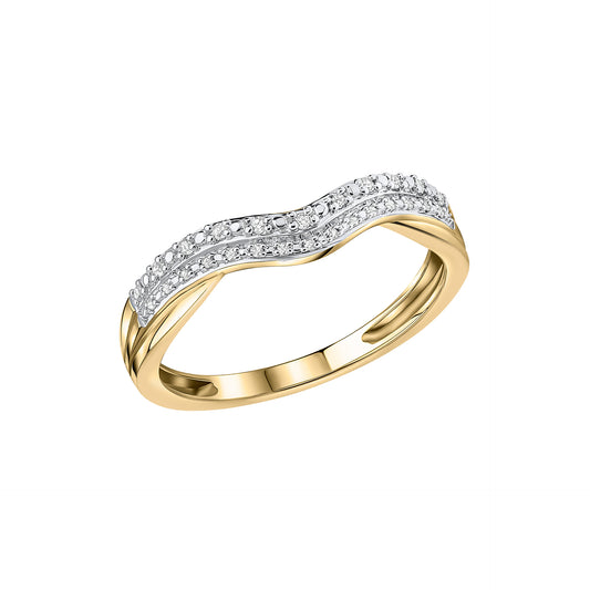 Double Wave Diamond Set Ring in 9ct Yellow Gold