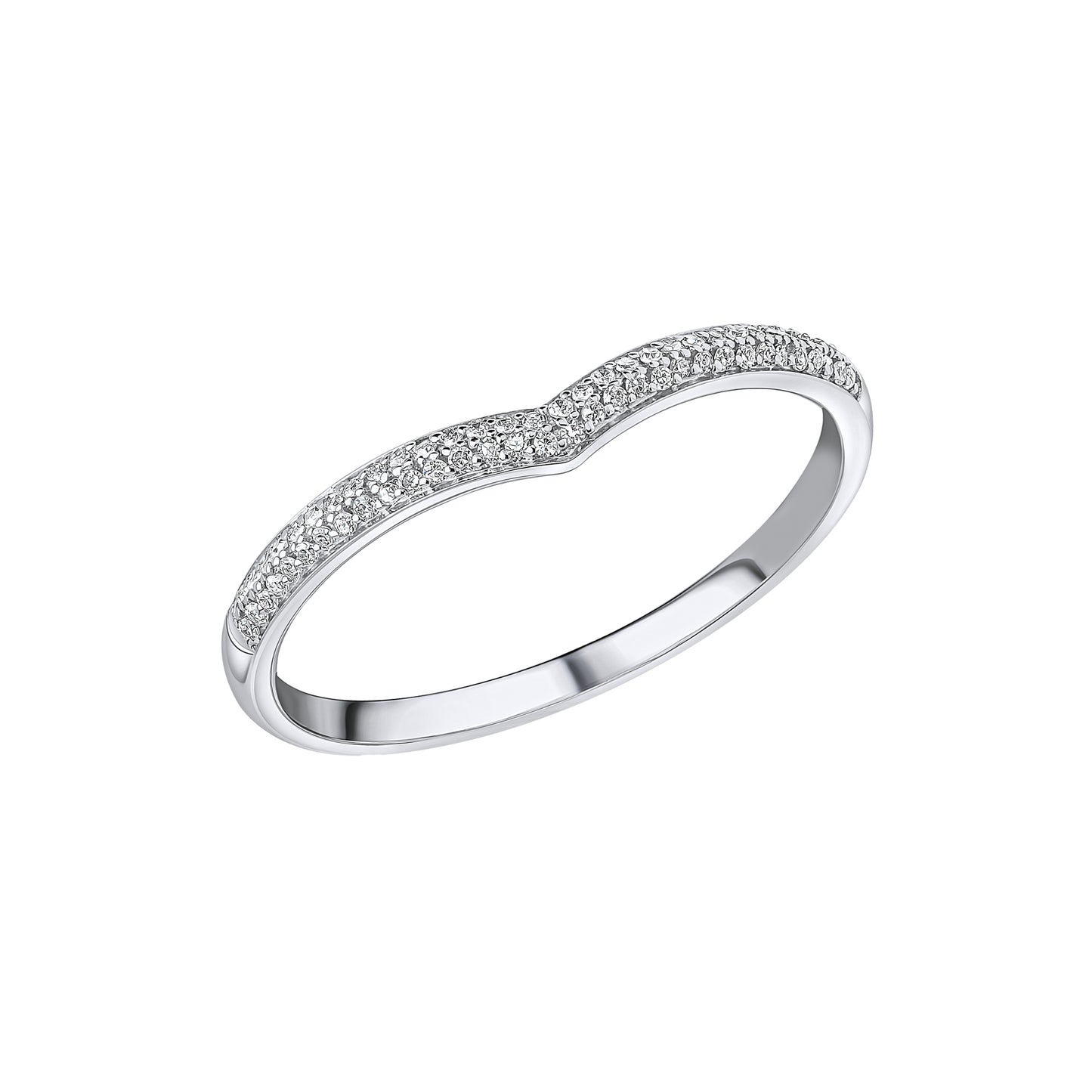 Micro Diamond Set V Shaped Ring in 9ct White Gold