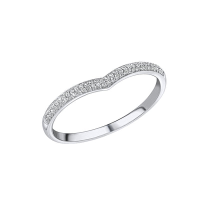 Micro Diamond Set V Shaped Ring in 9ct White Gold