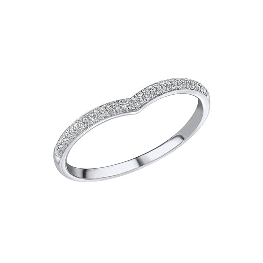 Micro Diamond Set V Shaped Ring in 9ct White Gold