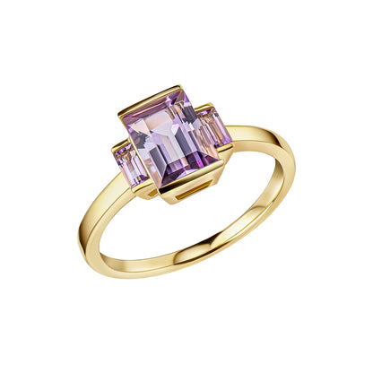 Trilogy Amethyst Ring in 9ct Yellow Gold