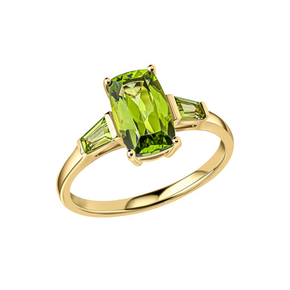 Trilogy Peridot Ring in 9ct Yellow Gold