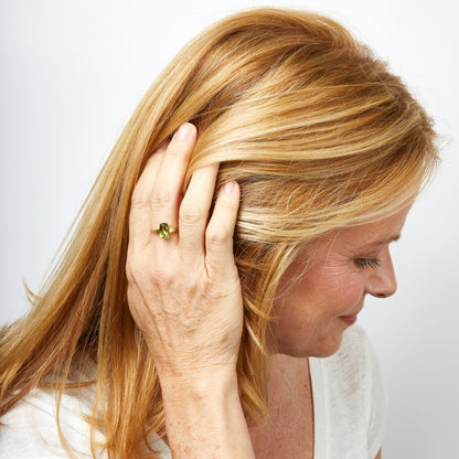 Trilogy Peridot Ring in 9ct Yellow Gold